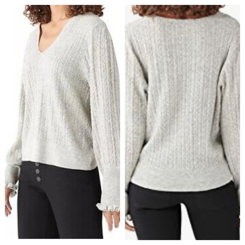 Lucky Brand Women's Relaxed Peasant Sweater Grey